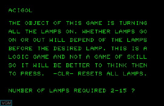 Image de l'ecran titre du jeu Acigol sur Commodore PET