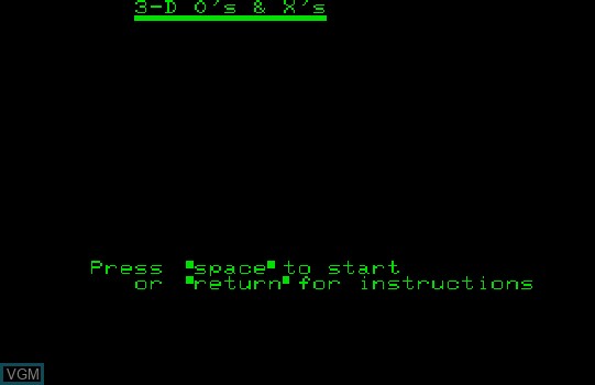 Image de l'ecran titre du jeu 3D Noughts and Crosses sur Commodore PET