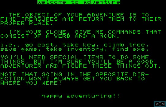 Image de l'ecran titre du jeu Adventureland sur Commodore PET