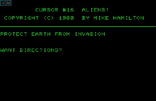 Image de l'ecran titre du jeu Aliens! sur Commodore PET