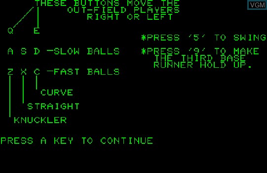Image de l'ecran titre du jeu Baseball sur Commodore PET