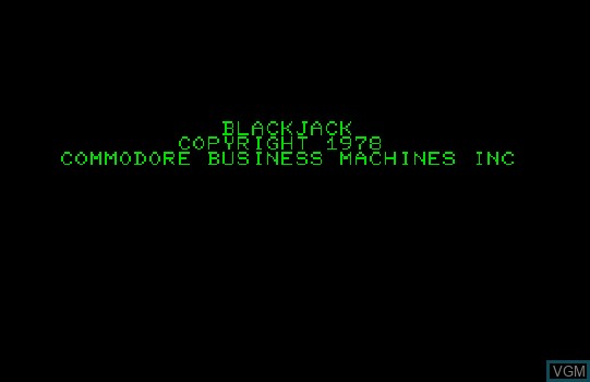 Image de l'ecran titre du jeu Blackjack sur Commodore PET