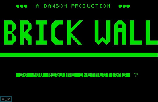 Image de l'ecran titre du jeu Brick Wall sur Commodore PET