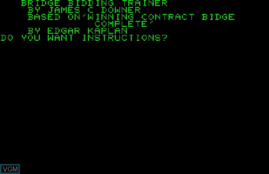 Image de l'ecran titre du jeu Bridge Bidding Trainer sur Commodore PET