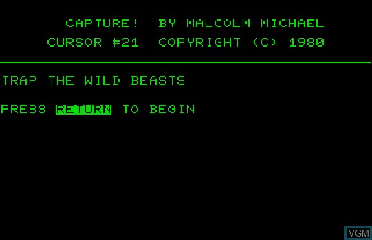 Image de l'ecran titre du jeu Capture! sur Commodore PET