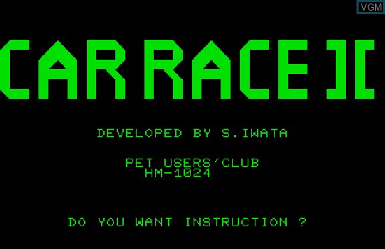 Image de l'ecran titre du jeu Car Race sur Commodore PET