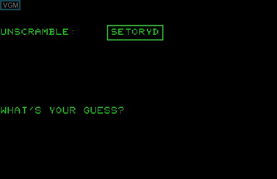 Image du menu du jeu A Scrambled Word Game sur Commodore PET