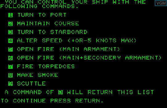 Image du menu du jeu Atlantic Patrol sur Commodore PET