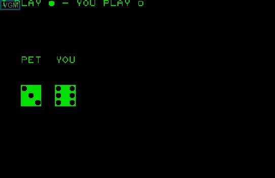 Image du menu du jeu Backgammon sur Commodore PET