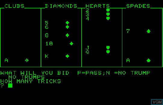 Image in-game du jeu Bridge Bidding Trainer sur Commodore PET