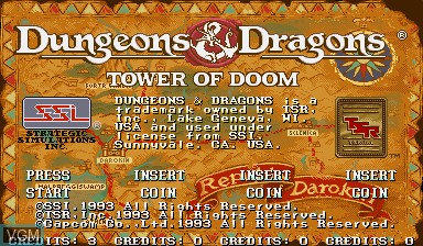 Image de l'ecran titre du jeu Dungeons & Dragons - Tower of Doom sur Capcom CPS-II