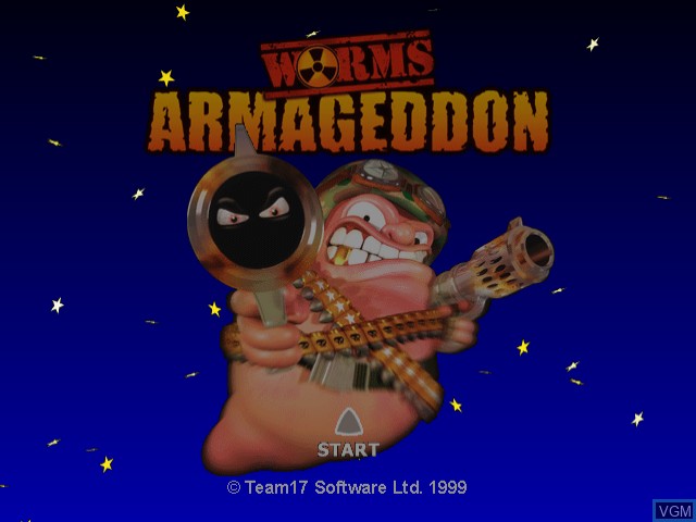 Image de l'ecran titre du jeu Worms Armageddon sur Sega Dreamcast
