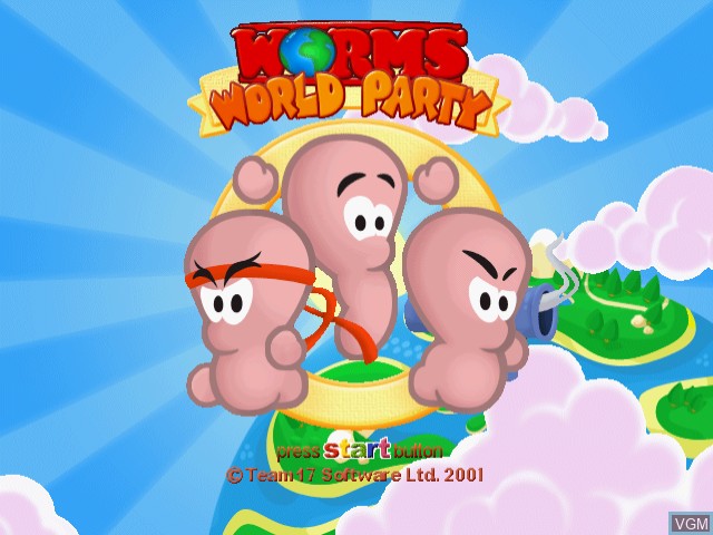 Image de l'ecran titre du jeu Worms World Party sur Sega Dreamcast