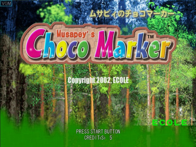 Image de l'ecran titre du jeu Musapey's Choco Marker sur Sega Dreamcast