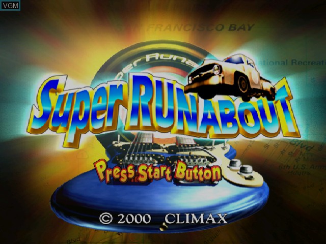 Image de l'ecran titre du jeu Super Runabout sur Sega Dreamcast