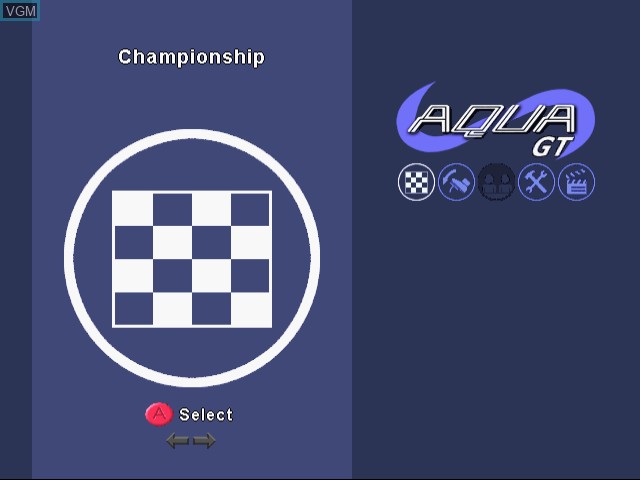 Image du menu du jeu Aqua GT sur Sega Dreamcast