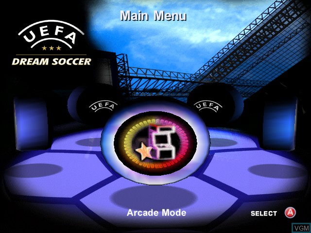 Image du menu du jeu UEFA Dream Soccer sur Sega Dreamcast