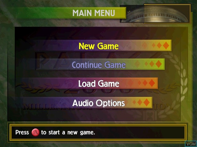 Image du menu du jeu Caesars Palace 2000 - Millennium Gold Edition sur Sega Dreamcast
