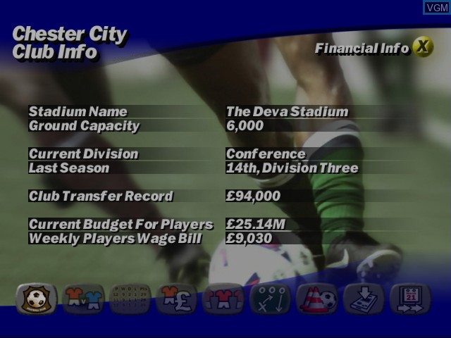 Image du menu du jeu Giant Killers sur Sega Dreamcast