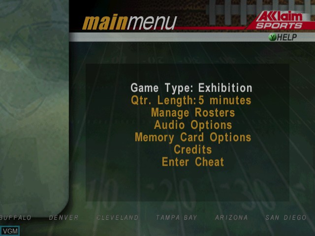 Image du menu du jeu NFL Quarterback Club 2000 sur Sega Dreamcast