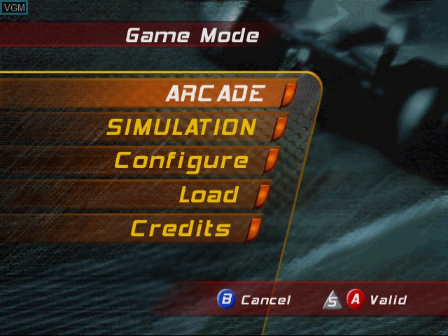 Image du menu du jeu F1 Racing Championship sur Sega Dreamcast