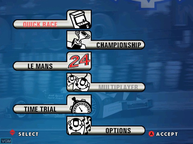 Image du menu du jeu Le Mans 24 Hours sur Sega Dreamcast