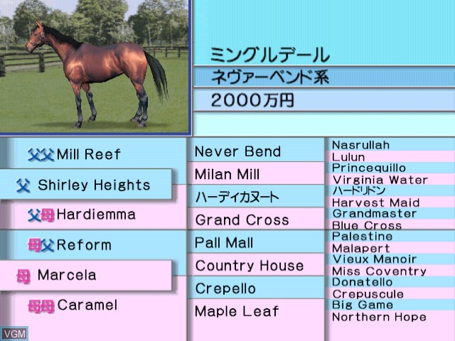 Image du menu du jeu Derby Tsuku - Derby Uma o Tsukurou! sur Sega Dreamcast