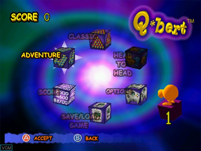 Image du menu du jeu Q*bert sur Sega Dreamcast