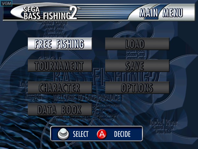 Image du menu du jeu Sega Bass Fishing 2 sur Sega Dreamcast
