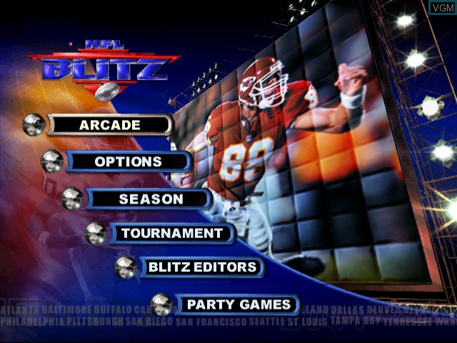 Image du menu du jeu NFL Blitz 2001 sur Sega Dreamcast