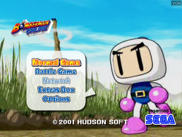 Image du menu du jeu Bomberman Online sur Sega Dreamcast