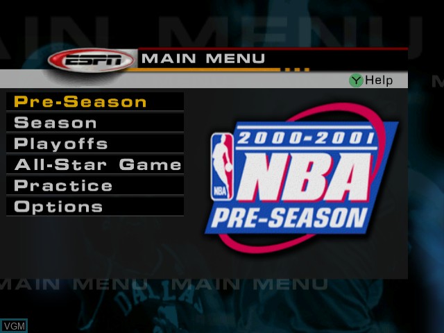 Image du menu du jeu ESPN NBA 2Night sur Sega Dreamcast