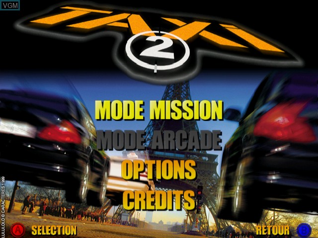 Image du menu du jeu Taxi 2 sur Sega Dreamcast