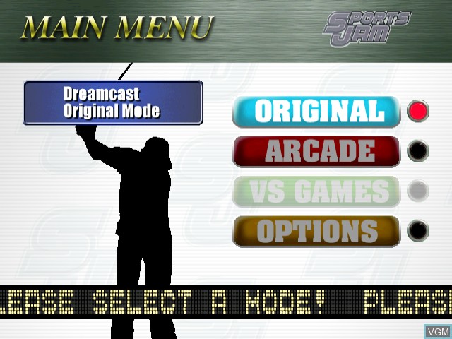 Image du menu du jeu Sports Jam sur Sega Dreamcast