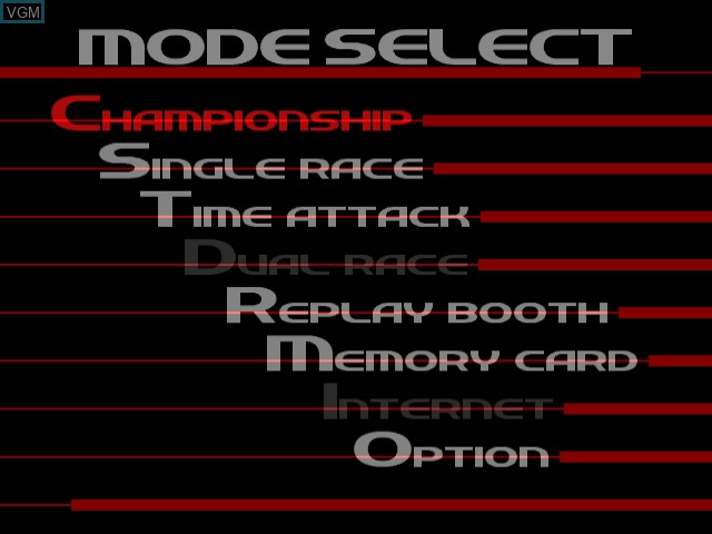 Image du menu du jeu Sega GT Homologation Special sur Sega Dreamcast