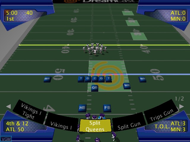 Image in-game du jeu NFL 2K1 sur Sega Dreamcast