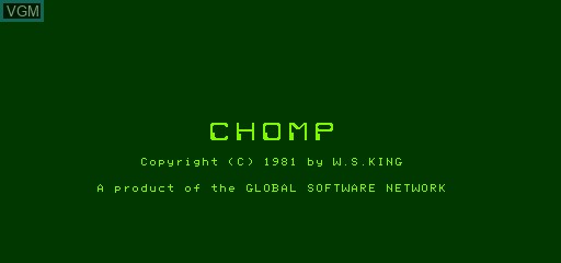 Image de l'ecran titre du jeu Chomp sur Exidy Sorcerer