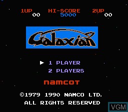 Image de l'ecran titre du jeu Galaxian sur Nintendo Famicom Disk