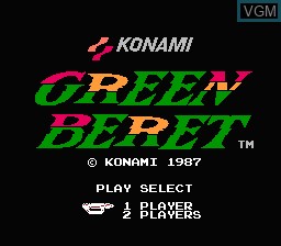 Image de l'ecran titre du jeu Green Beret sur Nintendo Famicom Disk