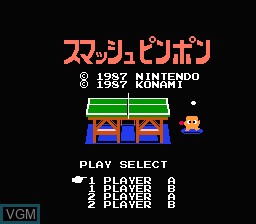 Image de l'ecran titre du jeu Smash Ping-Pong sur Nintendo Famicom Disk