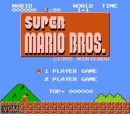 Image de l'ecran titre du jeu Super Mario Bros sur Nintendo Famicom Disk