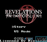 Image de l'ecran titre du jeu Revelations - The Demon Slayer sur Nintendo Game Boy Color