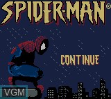 Image de l'ecran titre du jeu Spider-Man sur Nintendo Game Boy Color