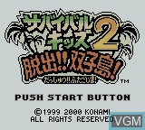 Image de l'ecran titre du jeu Survival Kids 2 - Dasshutsu! Futago Shima sur Nintendo Game Boy Color