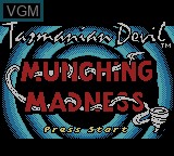 Image de l'ecran titre du jeu Tasmanian Devil - Munching Madness sur Nintendo Game Boy Color