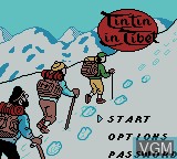 Image de l'ecran titre du jeu Tintin in Tibet sur Nintendo Game Boy Color