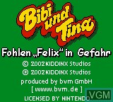 Image de l'ecran titre du jeu Bibi und Tina - Fohlen Felix in Gefahr sur Nintendo Game Boy Color