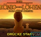 Image de l'ecran titre du jeu Koenig der Loewen, Der - Simbas Grosses Abenteuer sur Nintendo Game Boy Color