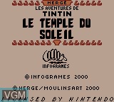 Image de l'ecran titre du jeu Tintin - Le Temple du Soleil sur Nintendo Game Boy Color