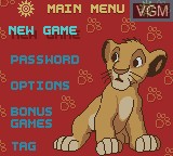 Image du menu du jeu Lion King, The - Simba's Mighty Adventure sur Nintendo Game Boy Color